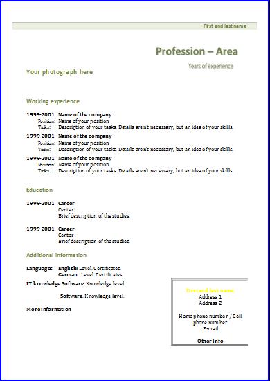 resume templates chronological